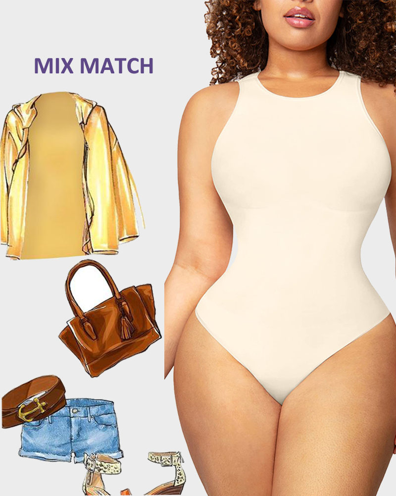 Crew Neck Sleeveless Sculpting Bodysuit Shapewear