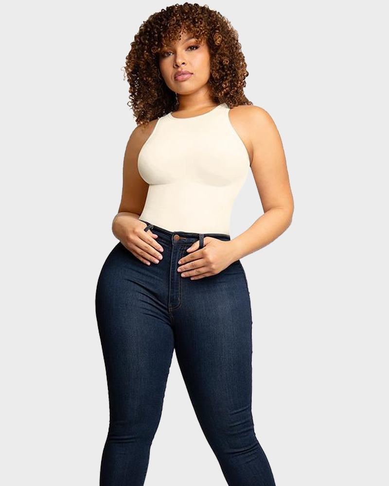 Crew Neck Sleeveless Sculpting Bodysuit Shapewear