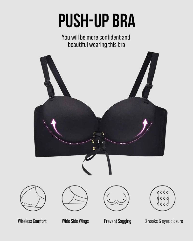 Instant Boost Lace-Up Padded Push Up Bra