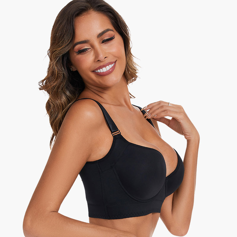 SheCurve® Smoothing Back Push-Up Enhancing Bra - Black+Beige (2 PACK）