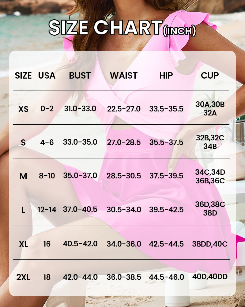 Ruffle Sleeve Cross Front Swimsuit Dress