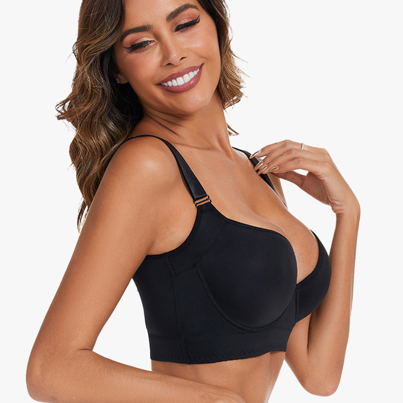 SheCurve® Smoothing Back Push-Up Enhancing Bra-Black