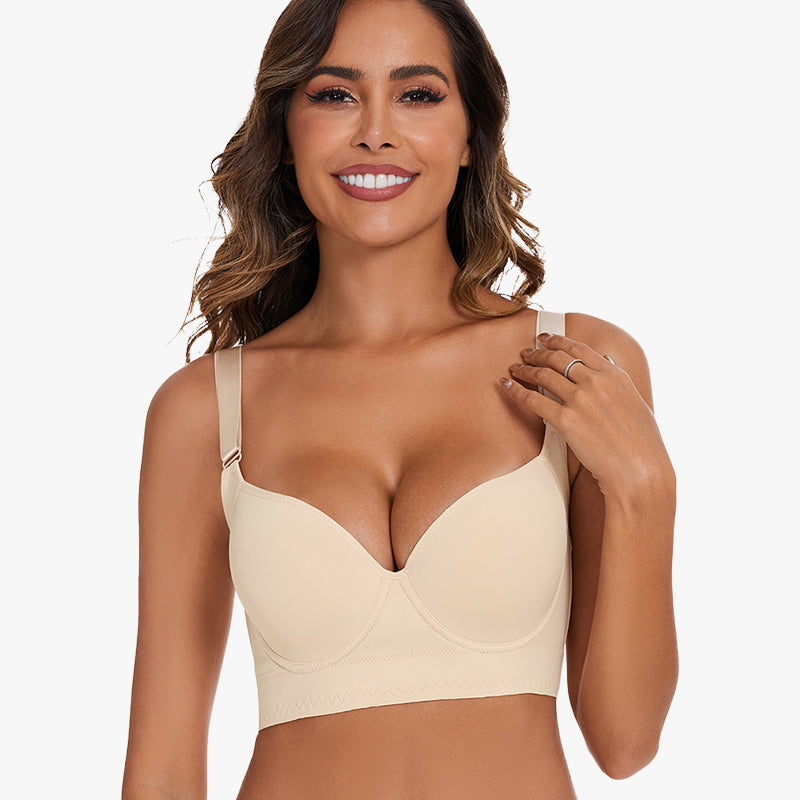 SheCurve® Smoothing Back Push-Up Enhancing Bra - Beige (2 PACK）