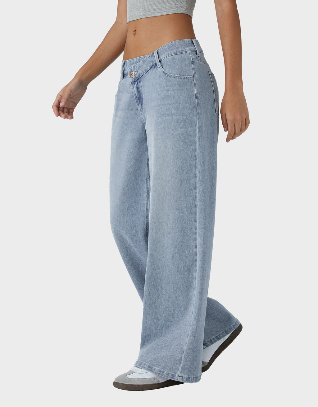 Asymmetric Low Rise Baggy Wide Leg Jeans