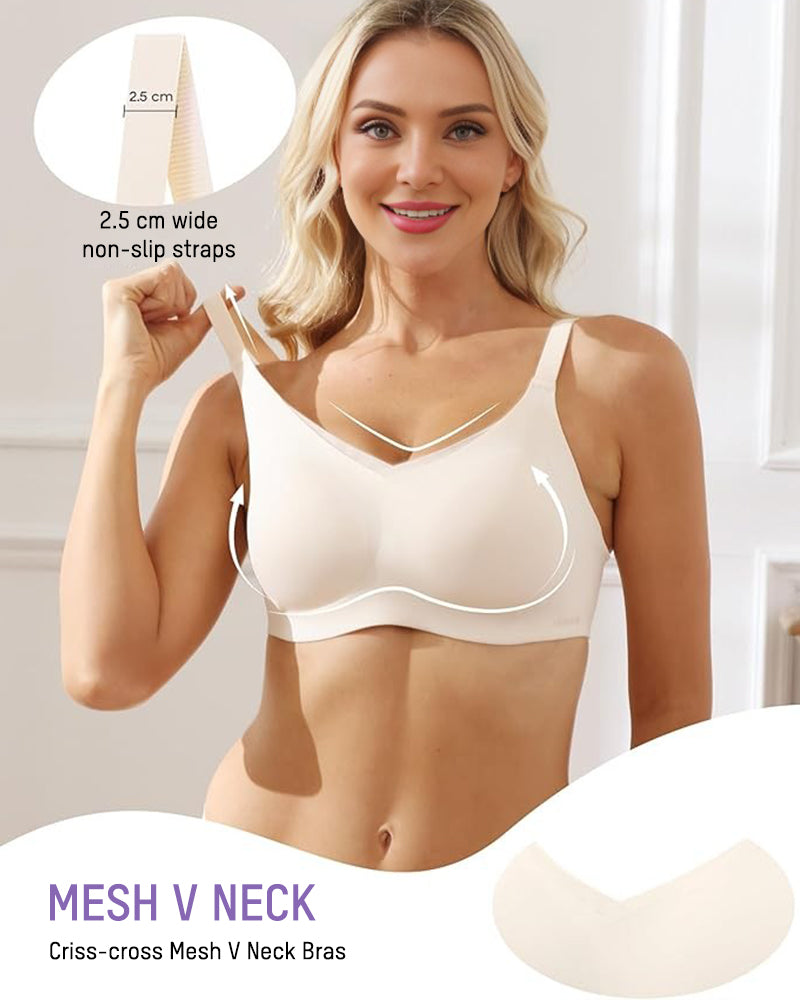 Breathable Mesh V-Neck Wireless Jelly Bra