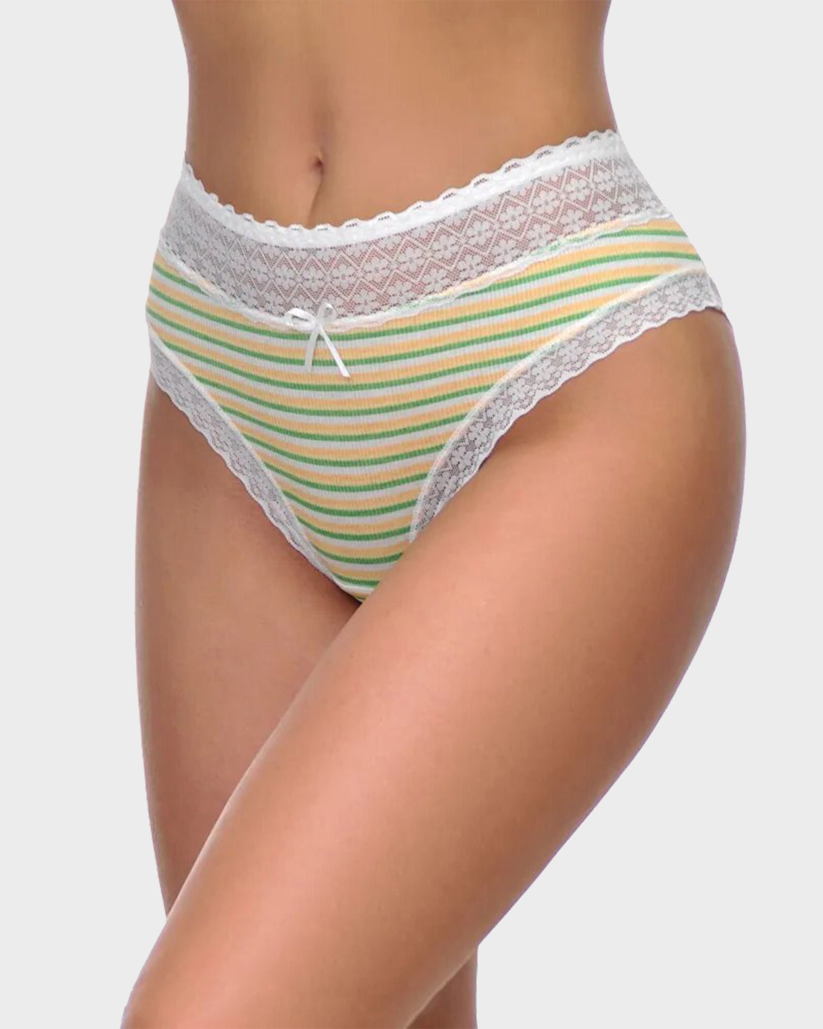 Cotton Seamless Printed Lace Stripe Briefs (5 Pack)