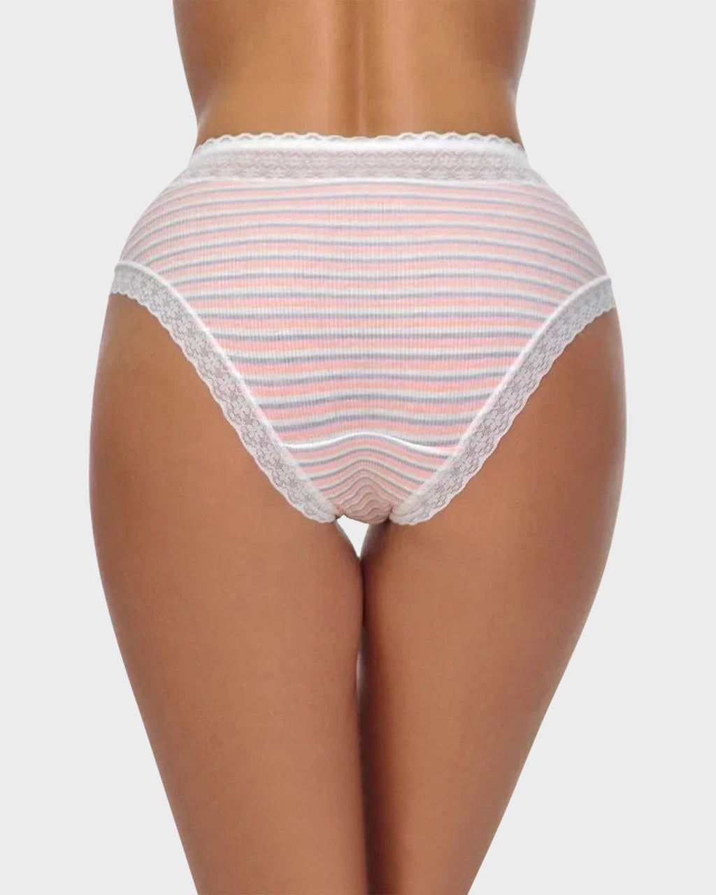 Cotton Seamless Printed Lace Stripe Briefs (5 Pack)