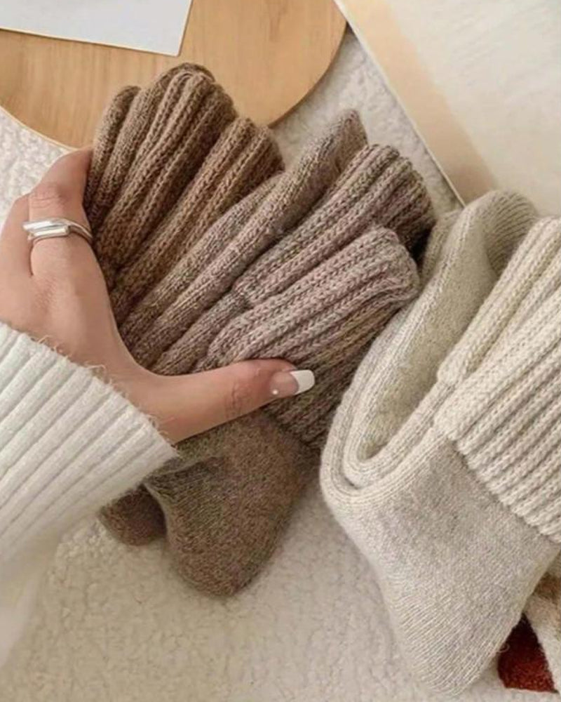 Cozy Ribbed Fleece Lined Crew Socks