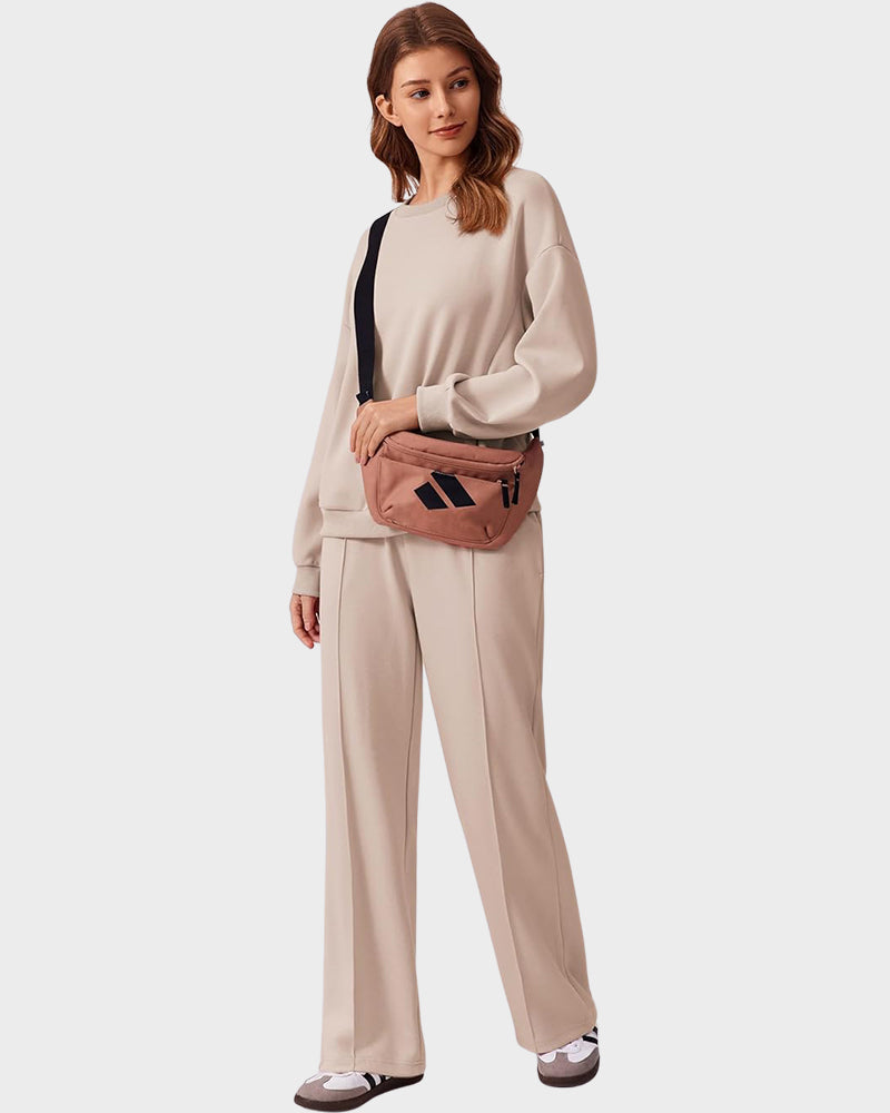 Crew Neck Sweatshirt & Drawstring Pants Lounge Set
