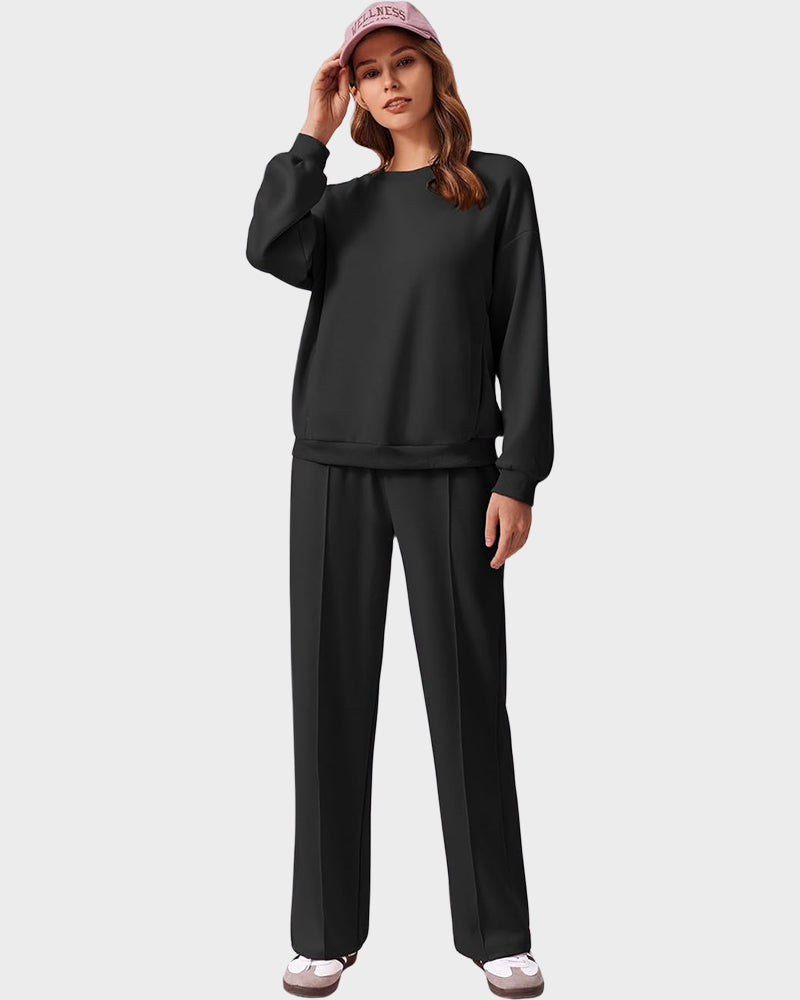 Crew Neck Sweatshirt & Drawstring Pants Lounge Set