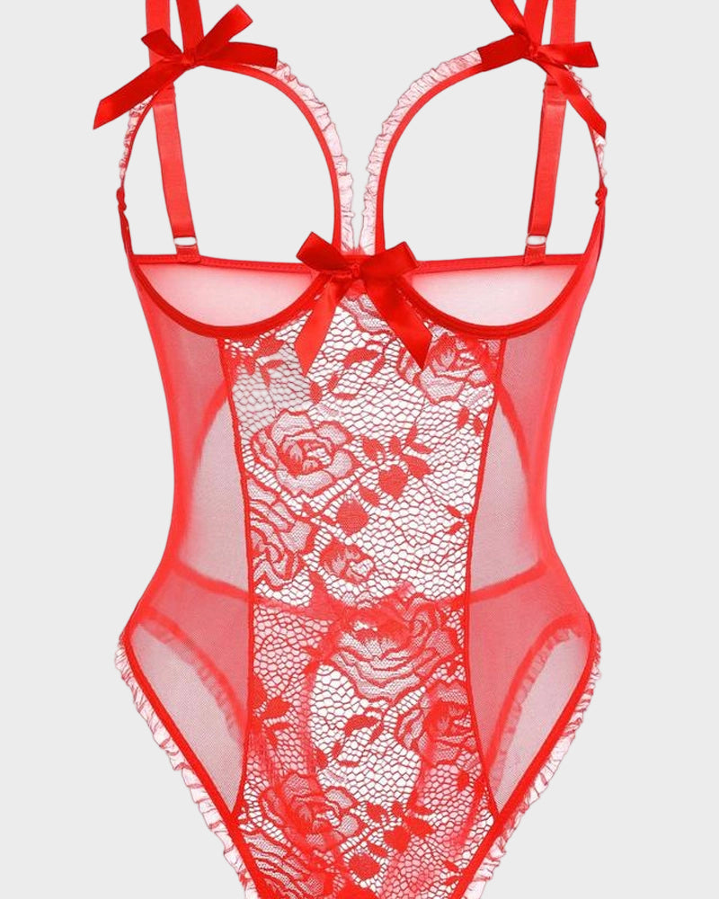 Crotchless Lace Mini Bodysuit