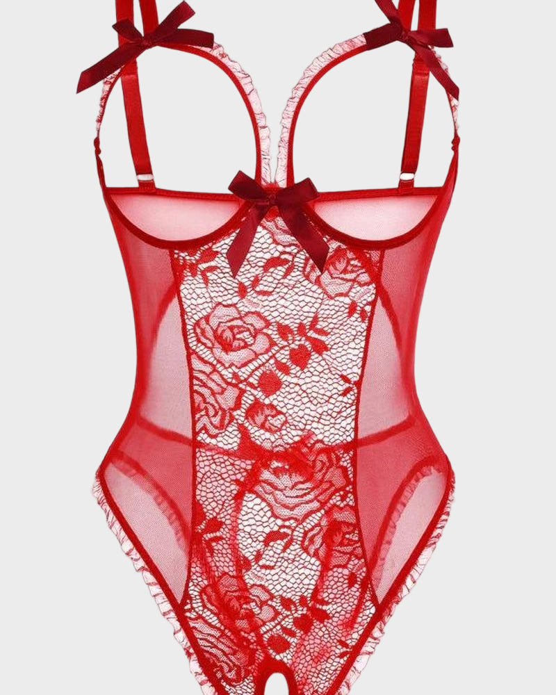 Crotchless Lace Mini Bodysuit