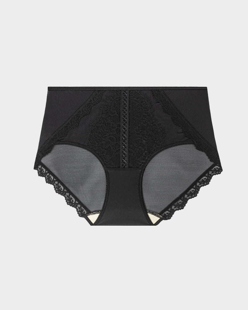 Elegant Antibacterial Mulberry Silk Mid-Waist Lace Panel Panties (3 Pack)