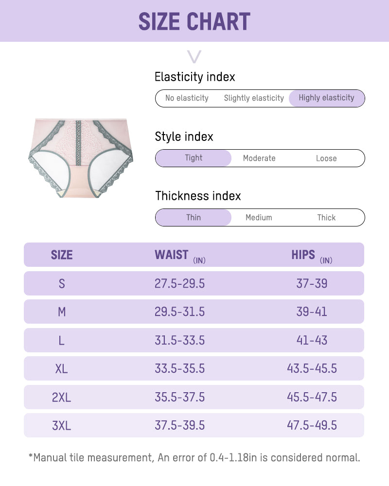 Elegant Antibacterial Mulberry Silk Mid-Waist Lace Panel Panties (3 Pack)