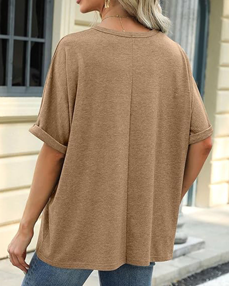 Everyday Soft Loose Tee with Short Sleeves