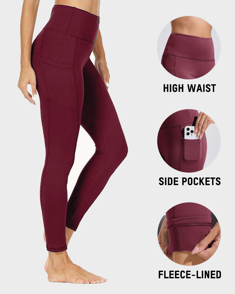 Fleece-Lined High-Waist Leggings with Pockets