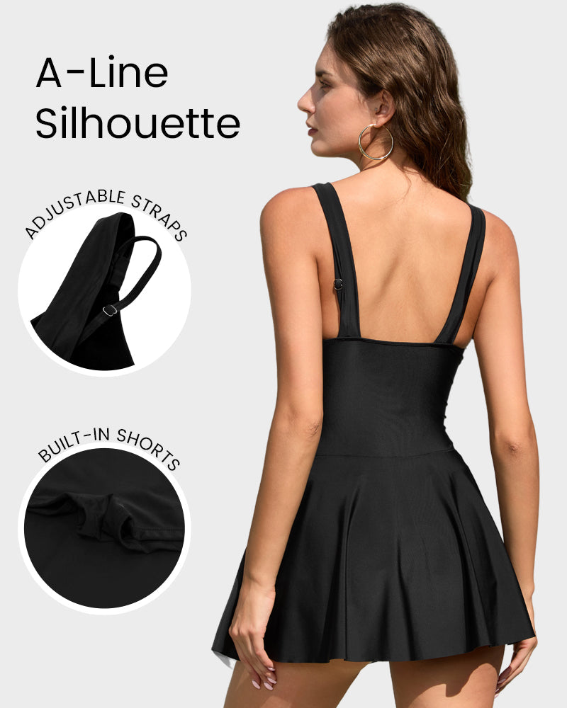 Floral Print One-Piece Swim Dress