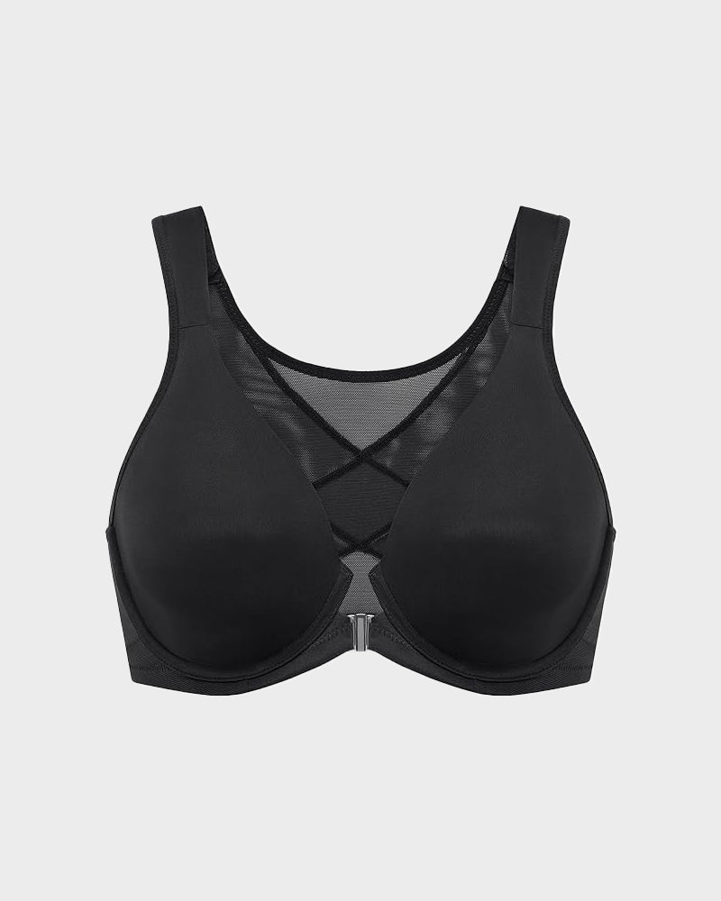 Front Closure Underwire Unlined Back Support Plunge Bra