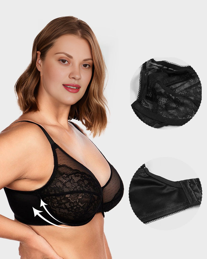 Full Coverage Lace Minimizer Bra - Petal