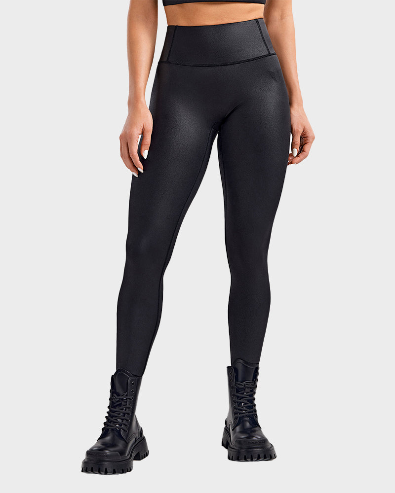 High-Waist Faux Leather Cargo Leggings