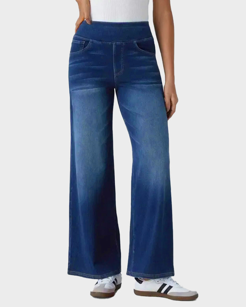 High-Waist Stretchy Wide-Leg Jeans