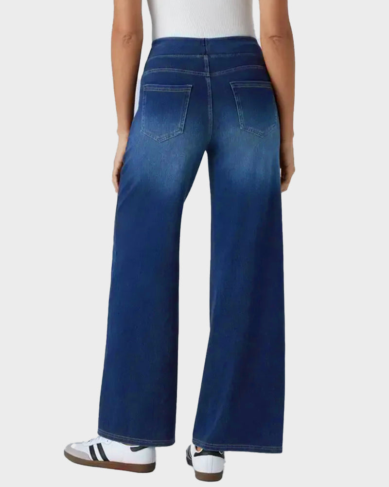 High-Waist Stretchy Wide-Leg Jeans