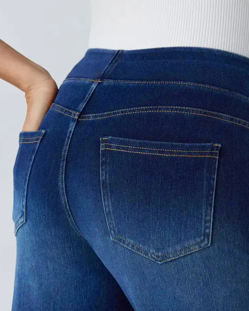 High-Waist Stretchy Wide-Leg Jeans
