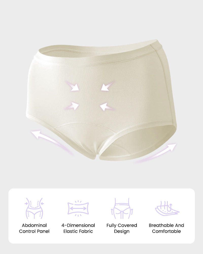 High-Waist Cotton Briefs with Extended Gusset & Antibacterial Lining (4 Pack)