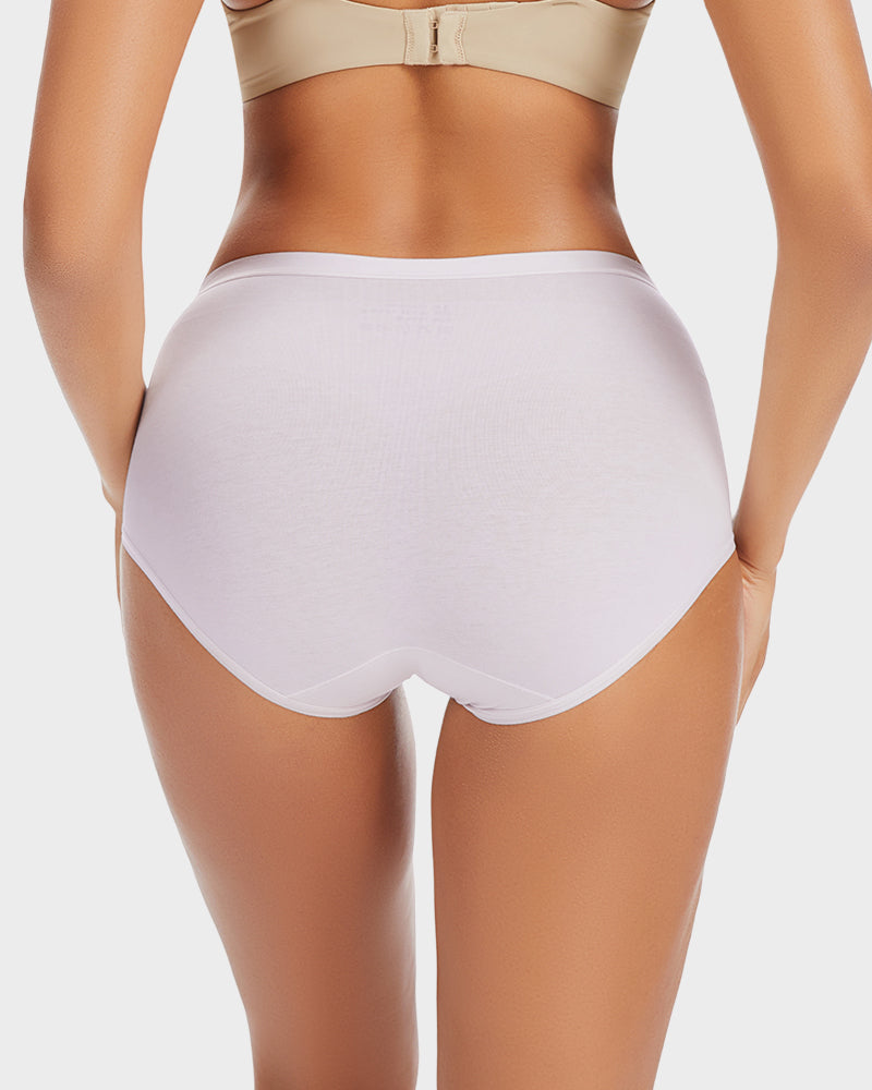 High-Waist Cotton Briefs with Extended Gusset & Antibacterial Lining (4 Pack)