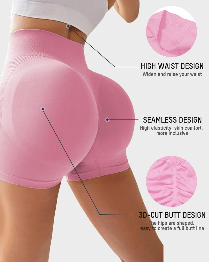 High-Waist Ribbed Butt-Lifting Shorts (4 Pack)