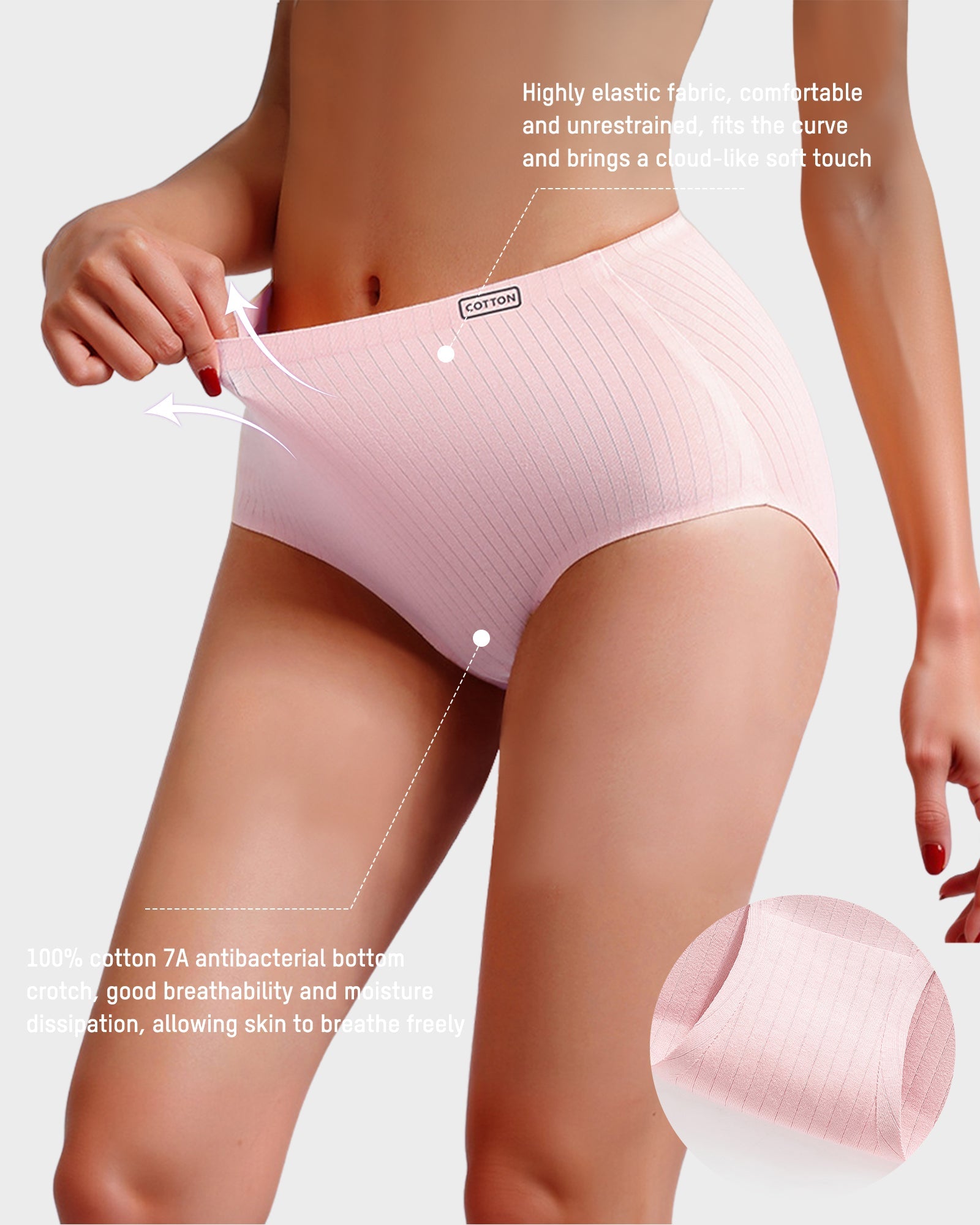 High-Waisted Cotton Seamless Lifting Briefs (4 Pack)