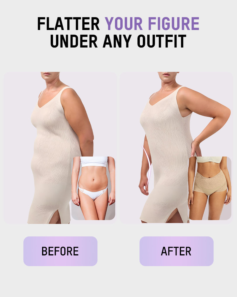 High Waist Lace V-Cut Breathable Shaping Panties (3 Pack)