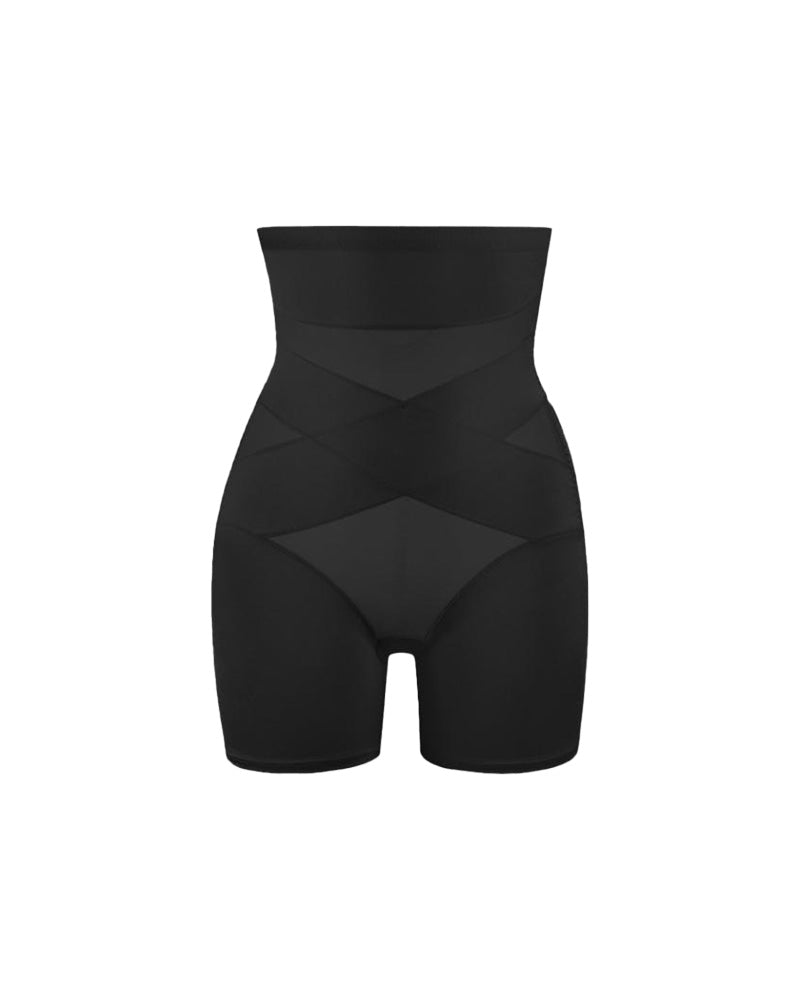 High Waist Cross Compression Mid-Thigh Shaping Shorts（2pcs ）