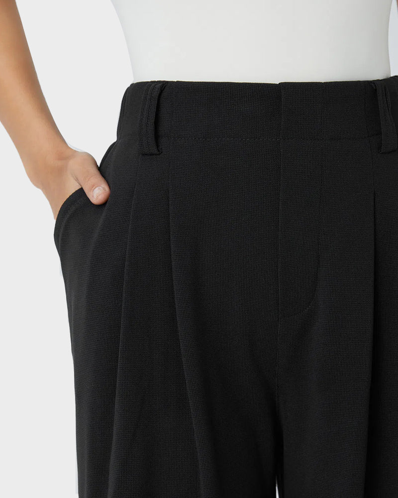 High Waisted Waffle Knit Wide Leg Pants