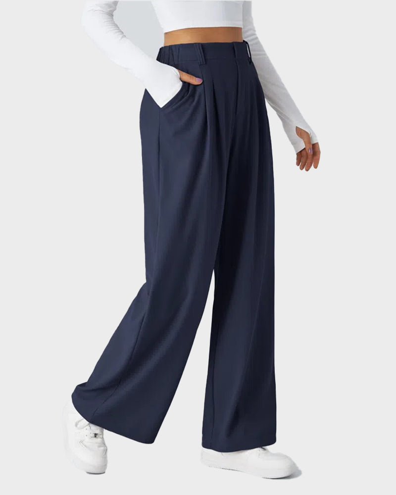 High Waisted Waffle Knit Wide Leg Pants