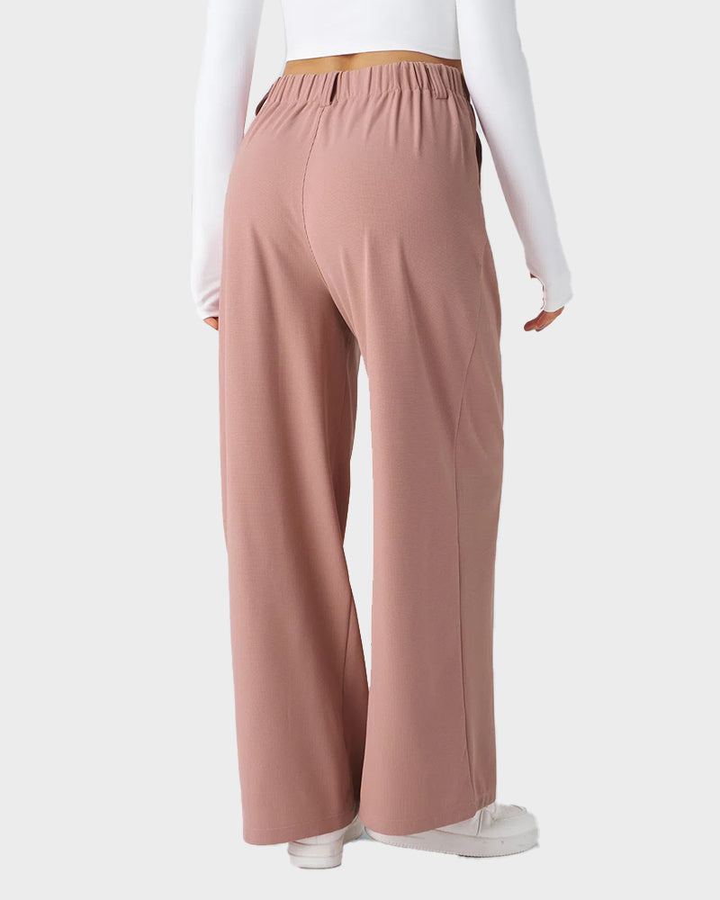 High Waisted Waffle Knit Wide Leg Pants