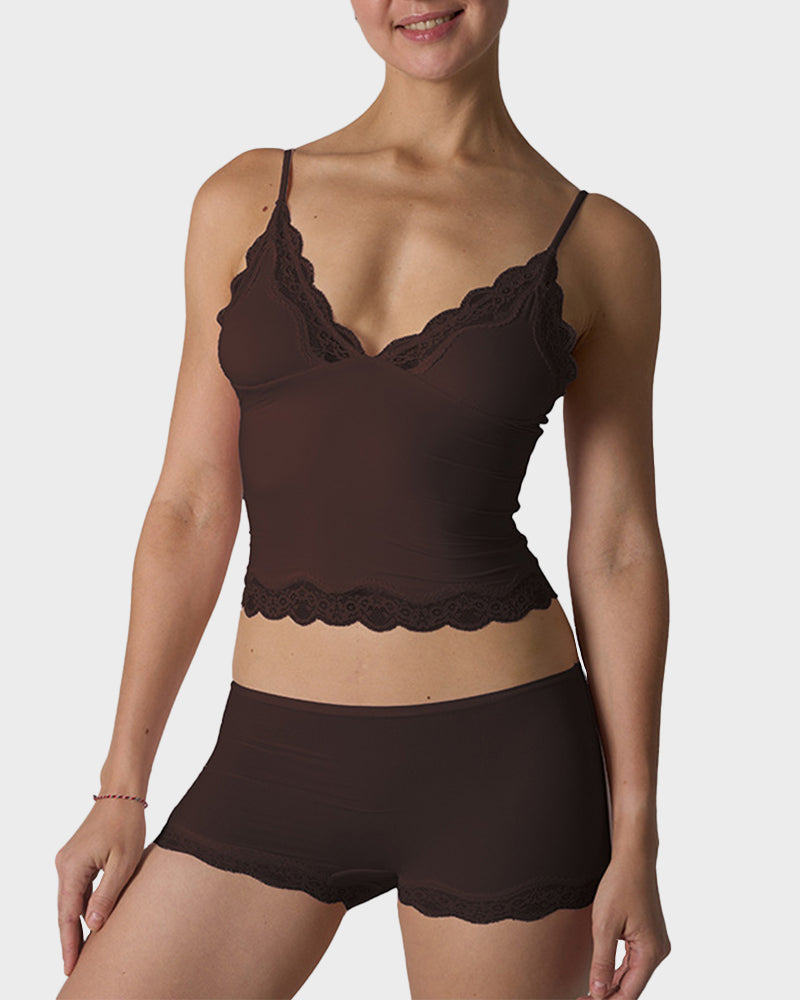 Lace Camisole & Boyshorts Lingerie Set