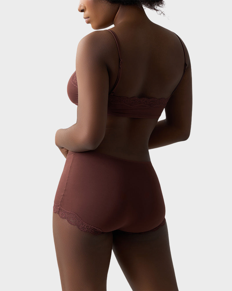 Lace Trim Wirefree Bralette & Panty Set