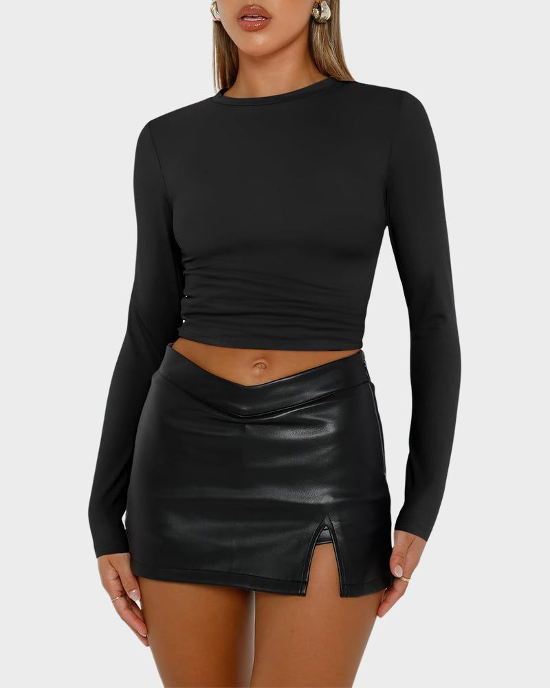 3-Pack Long Sleeve Slim Fit Crop Top