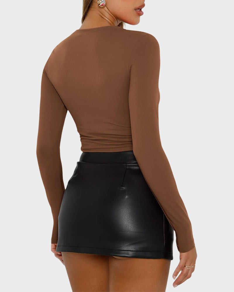 3-Pack Long Sleeve Slim Fit Crop Top