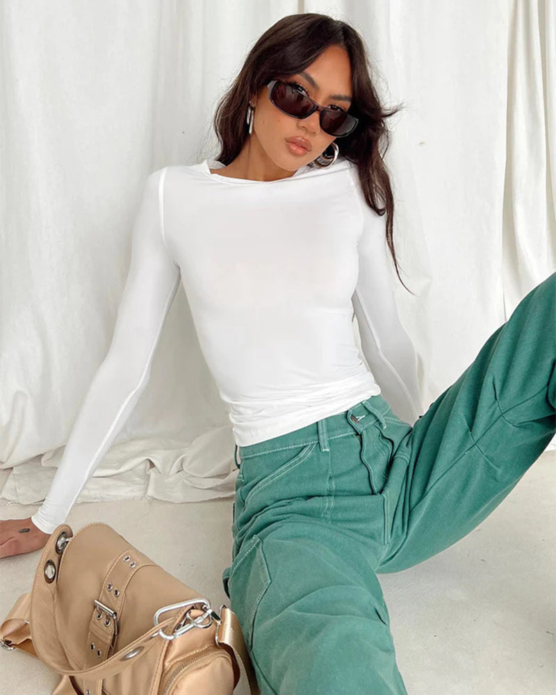 3-Pack Long Sleeve Slim Fit Crop Top