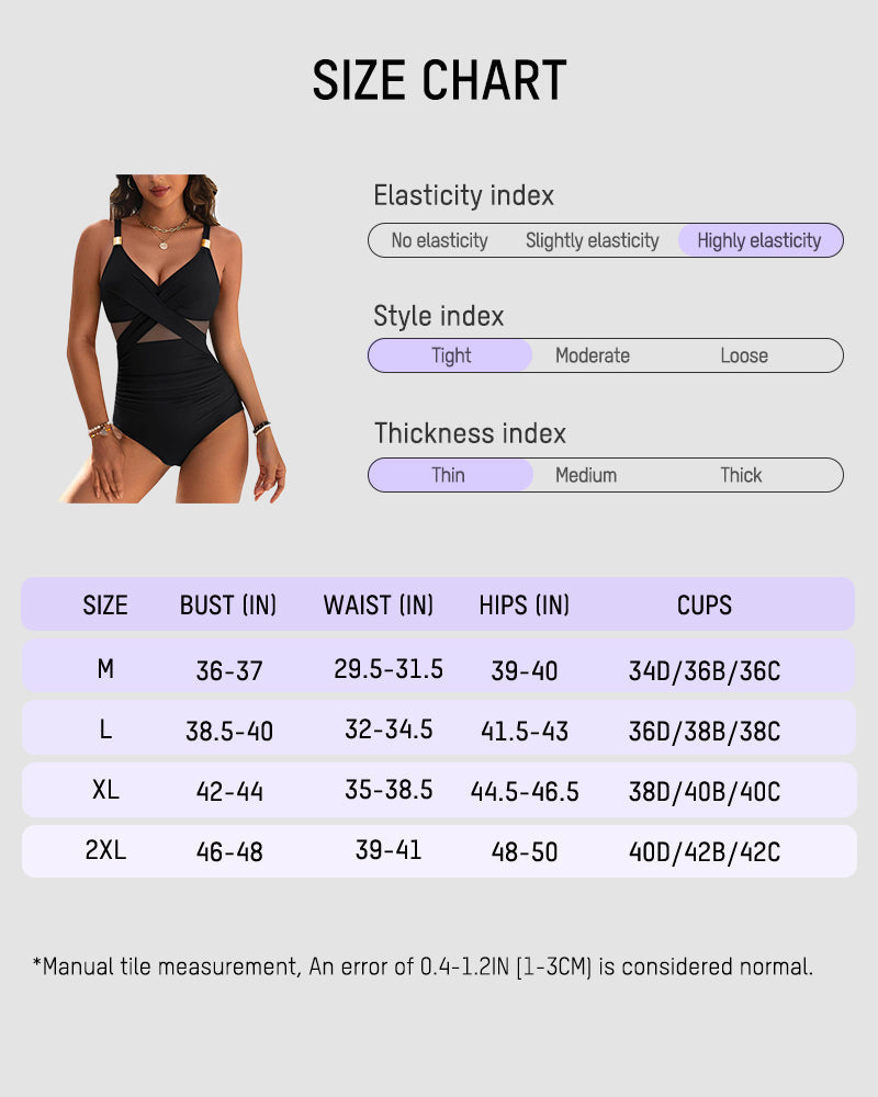 Metallic Accent Mesh Panel One-Piece Swimsuit