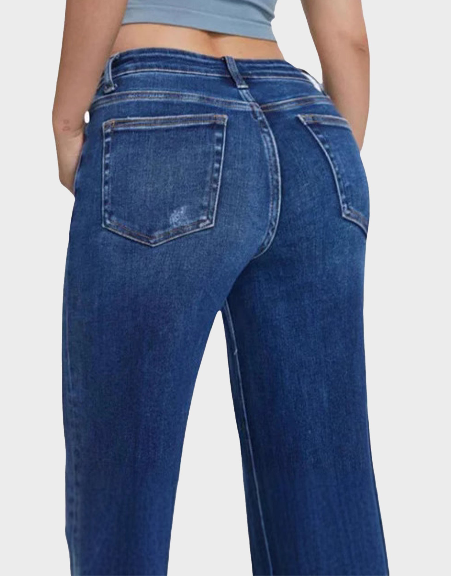 Mid-Low Rise Stretch Baggy Wide-Leg Jeans