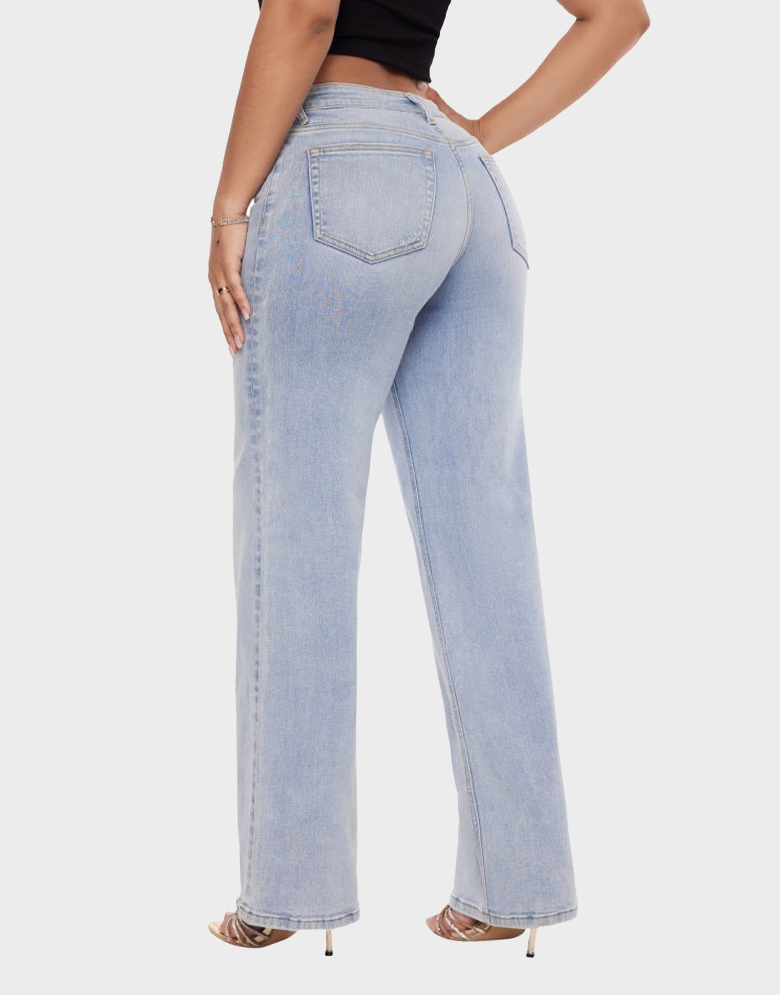 Mid-Low Rise Stretch Baggy Wide-Leg Jeans