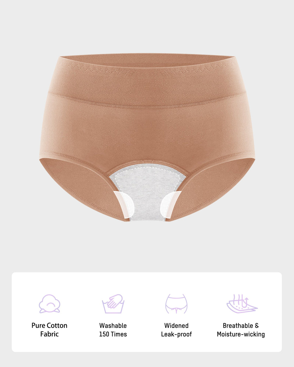 Mid-Rise Leakproof Cotton Period Panties (3 Pack)