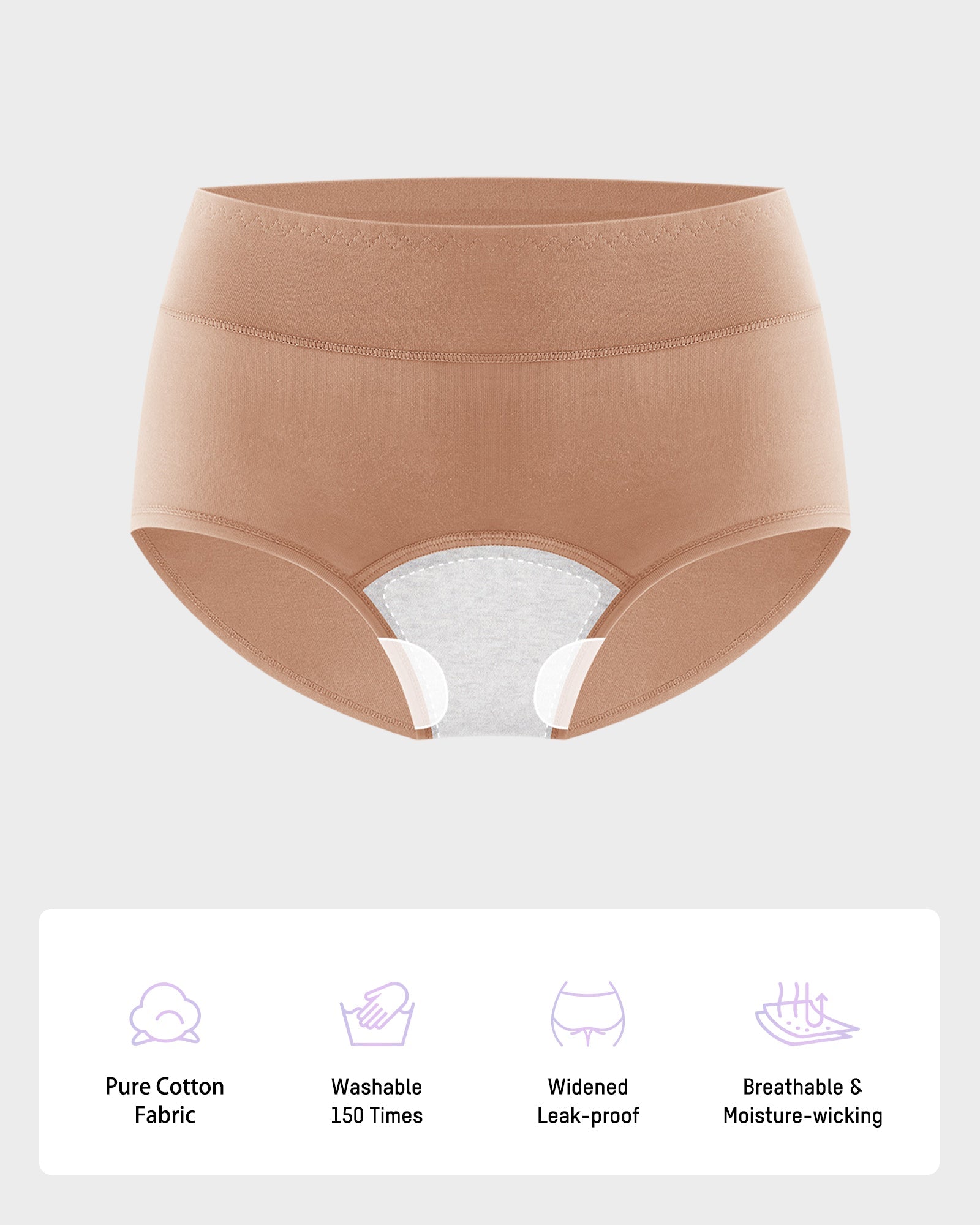 Mid-Rise Leakproof Cotton Period Panties (3 Pack)