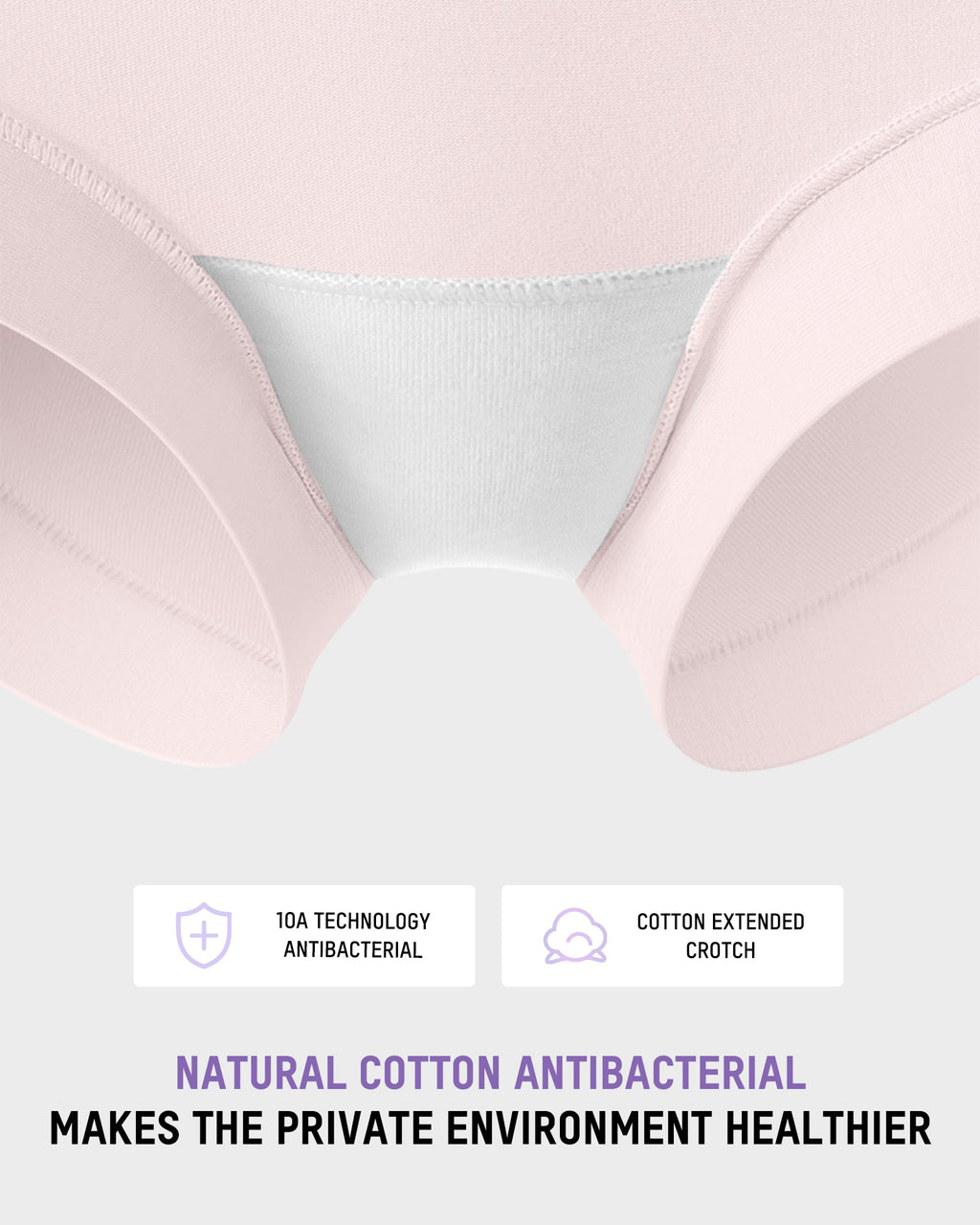 Mid-Waist Cotton Antibacterial Boxer Panties (5 Pack)