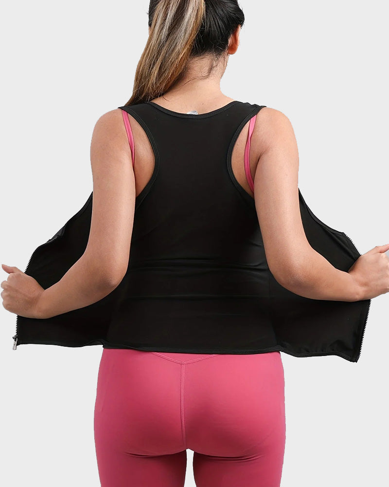 Open Bust Zipper Sauna Suit Tank Top