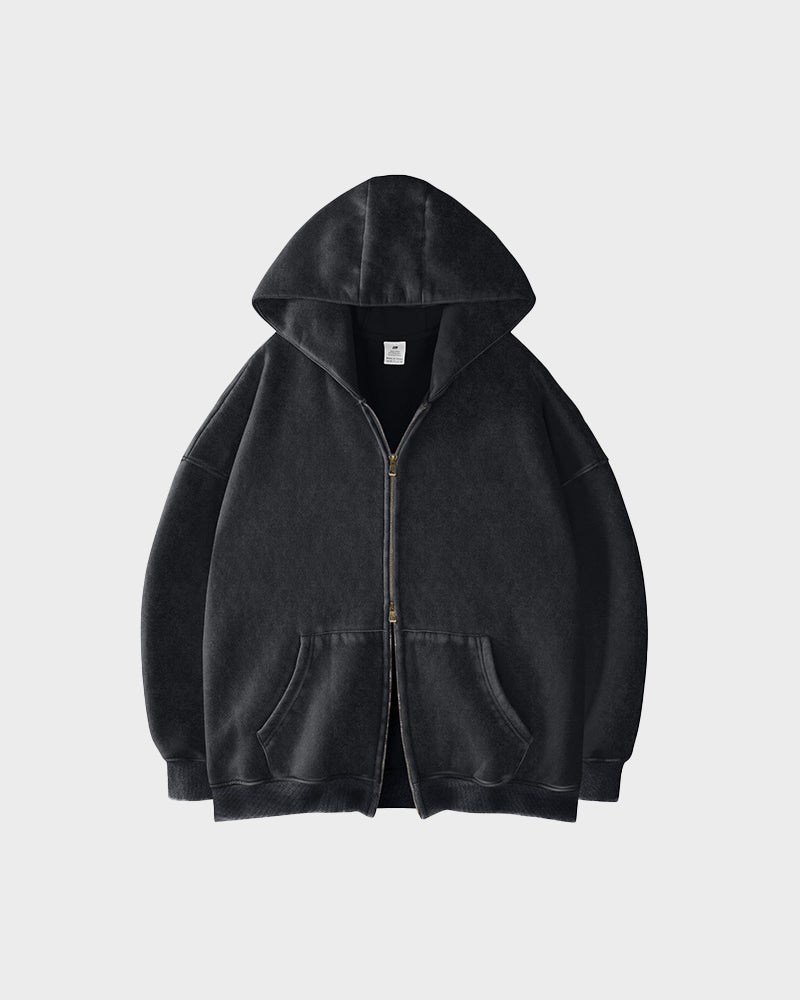 Oversized Unisex Acid Wash Zip Hoodie