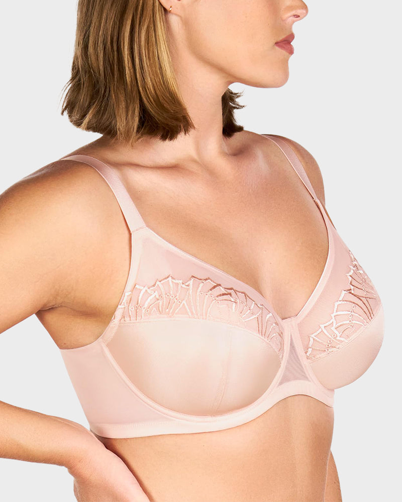 Plus-Size Pearl Shimmer Lace Minimizer Bra